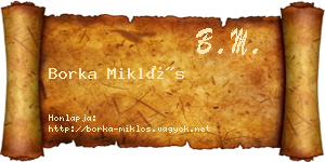 Borka Miklós névjegykártya