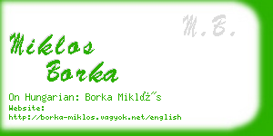 miklos borka business card